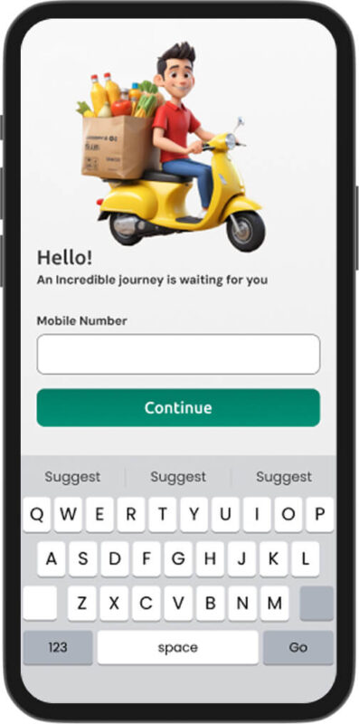 Glovo Clone Script Login screen