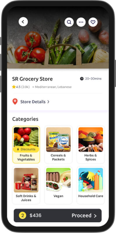 Postmates Clone app design for grocery delivery