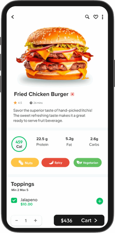 UberEats Clone App Development Food screen