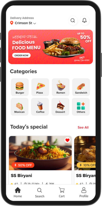 Chownow Clone Home Screen