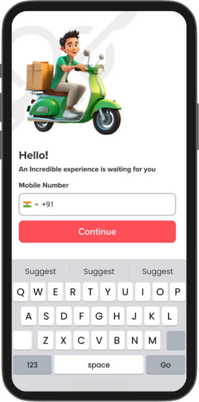 Chownow Clone Login Screen