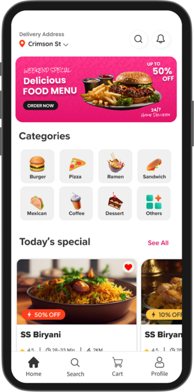Foodora Clone - Home Screen