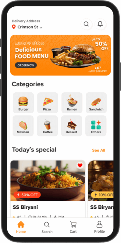 Justeat Clone Homescreen